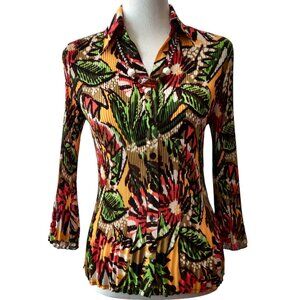 Signature Larry Levine Womens Size S Botanical Accordion Pleated Necklace Top